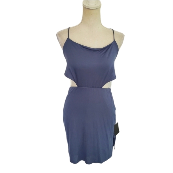 Lulu's "Can't Lose" Blue Cutout Backless String Mini Dress - Picture 3 of 11